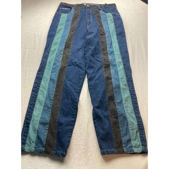 Vintage Y2K Noiz Baggy Loose Fit Corduroy Denim Cut & Sew Jeans Size 38X30 Blue